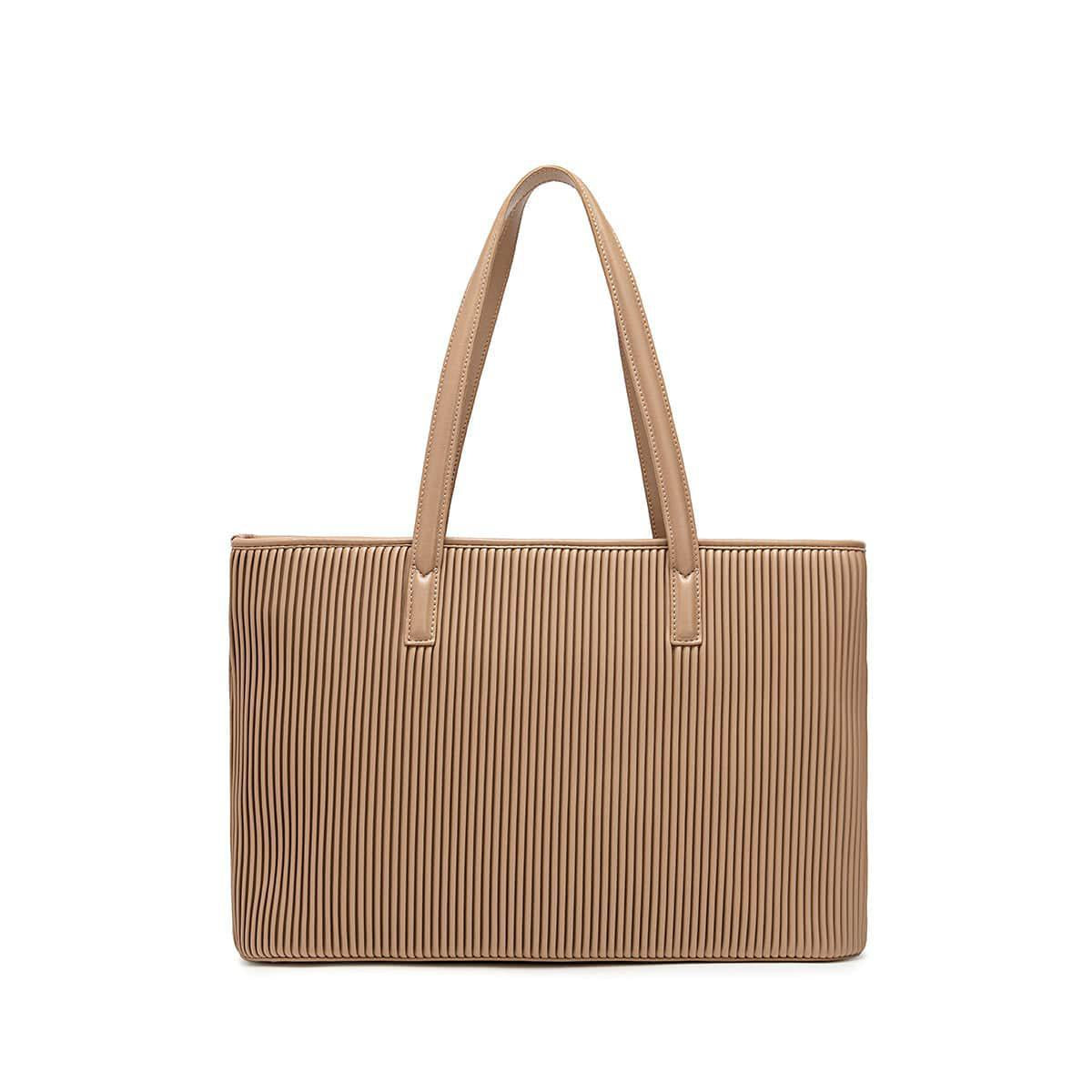 Sadie Tote Bag | Latte Pleated
